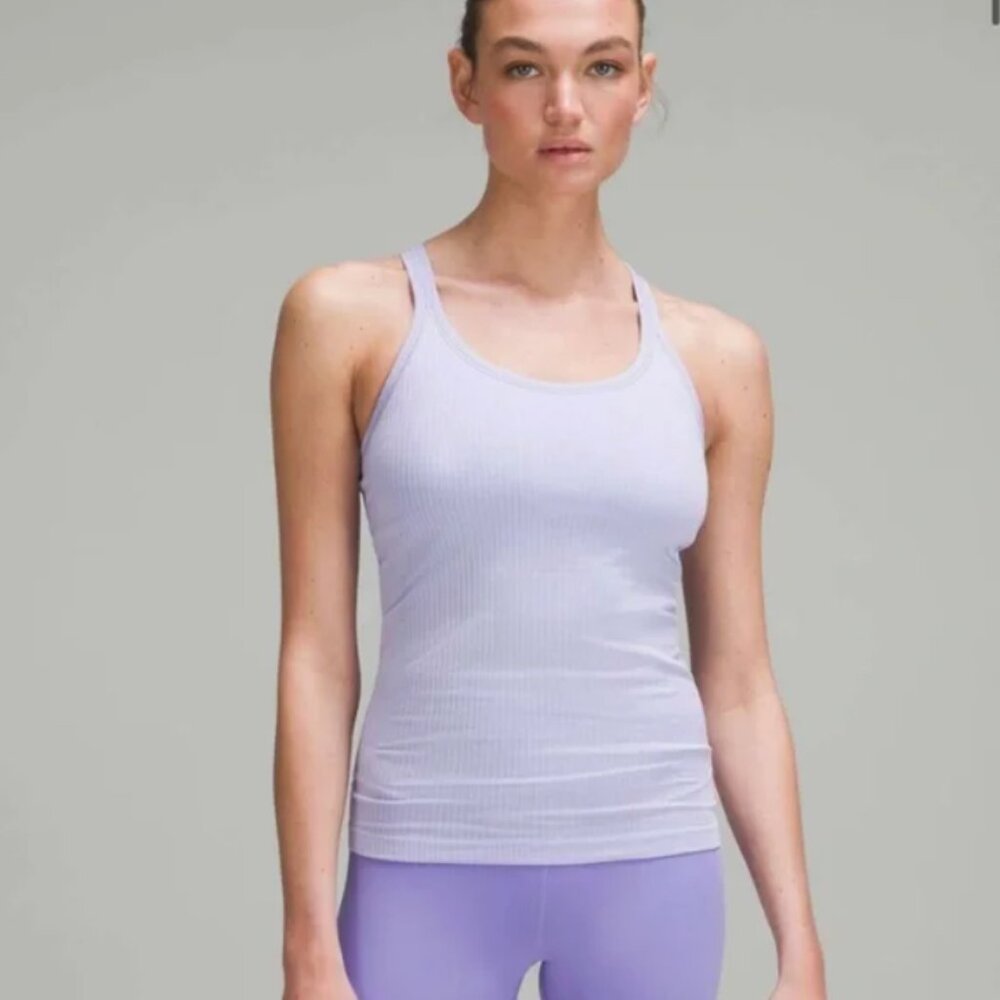 Lululemon Ebb to Street Racerback Tank in lilac, size 6.